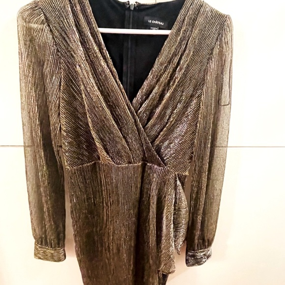 Le Chateau Metallic Gold And Black Dress. Size XS - Picture 2 of 8